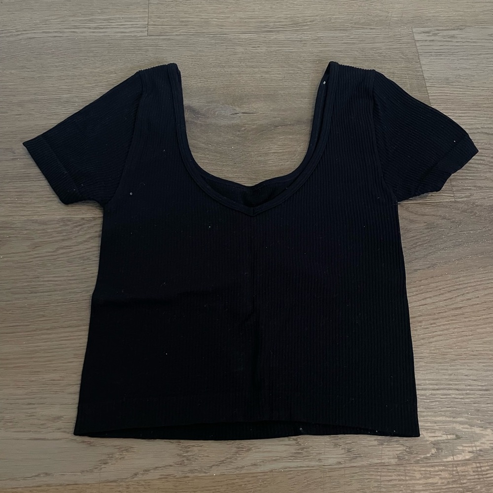 Hollister Black Ribbed Crop Top